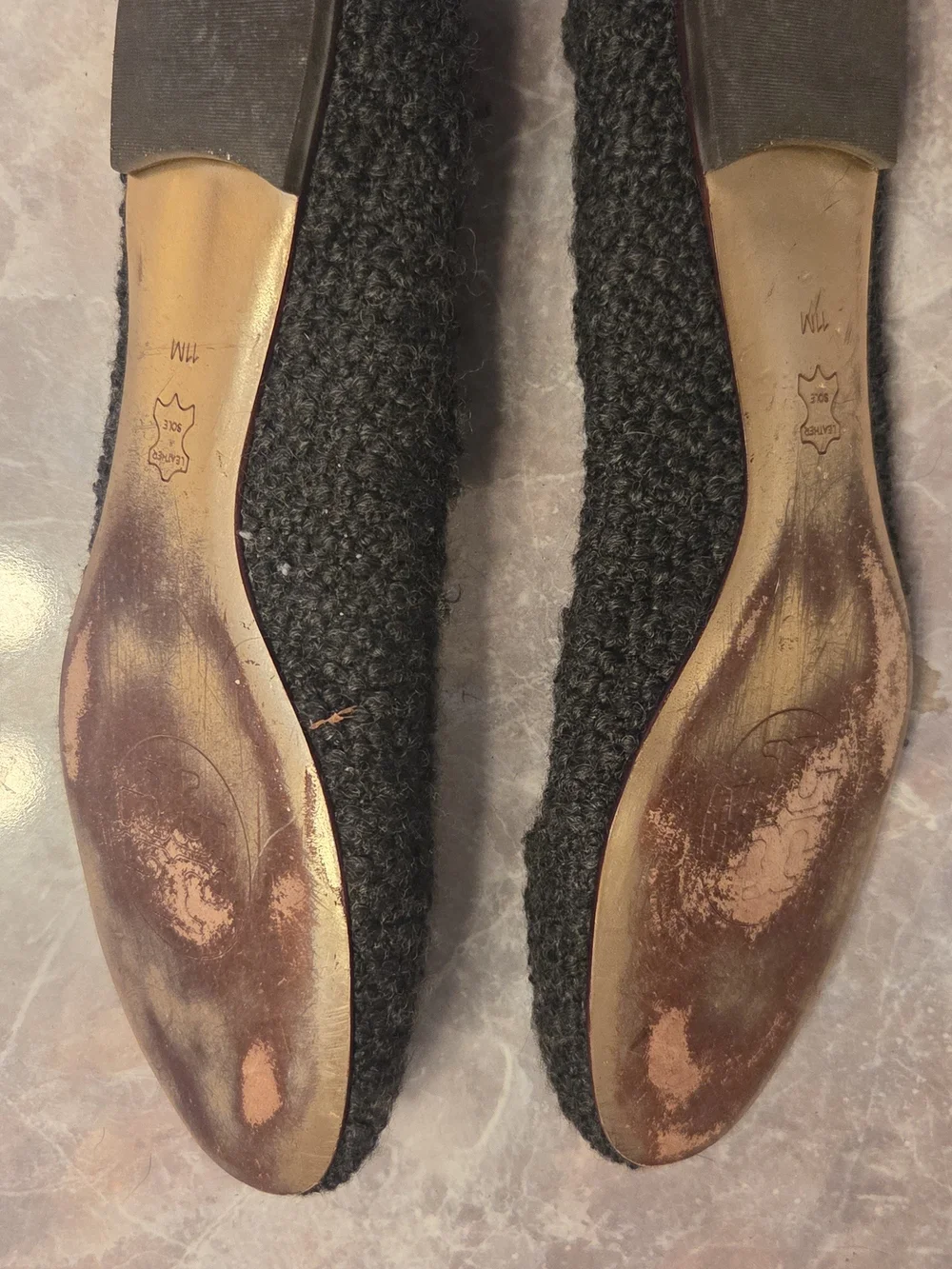 Tory Burch Black Wool Ballet Flats
